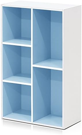 Furinno LUDER Book Shelf  5 Cube Bookshelf  Reversible Bookcase  9 4 x 19 5 x 31 5  Easy Assembly  for Living Room  Bedroom  Home Office  White