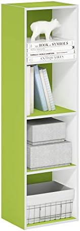 Furinno LUDER Book Shelf  5 Cube Bookshelf  Reversible Bookcase  9 4 x 19 5 x 31 5  Easy Assembly  for Living Room  Bedroom  Home Office  White