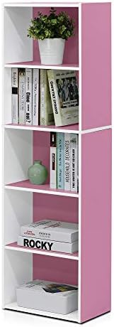 Furinno LUDER Book Shelf  5 Cube Bookshelf  Reversible Bookcase  9 4 x 19 5 x 31 5  Easy Assembly  for Living Room  Bedroom  Home Office  White