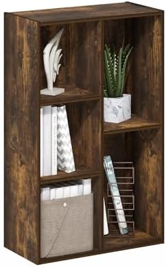 Furinno LUDER Book Shelf  5 Cube Bookshelf  Reversible Bookcase  9 4 x 19 5 x 31 5  Easy Assembly  for Living Room  Bedroom  Home Office  White