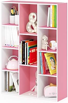 Furinno LUDER Book Shelf  5 Cube Bookshelf  Reversible Bookcase  9 4 x 19 5 x 31 5  Easy Assembly  for Living Room  Bedroom  Home Office  White