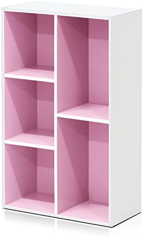 Furinno LUDER Book Shelf  5 Cube Bookshelf  Reversible Bookcase  9 4 x 19 5 x 31 5  Easy Assembly  for Living Room  Bedroom  Home Office  White