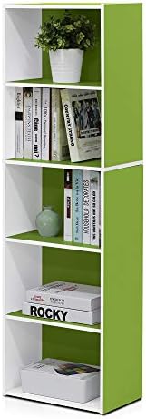 Furinno LUDER Book Shelf  5 Cube Bookshelf  Reversible Bookcase  9 4 x 19 5 x 31 5  Easy Assembly  for Living Room  Bedroom  Home Office  White