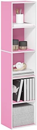 Furinno LUDER Book Shelf  5 Cube Bookshelf  Reversible Bookcase  9 4 x 19 5 x 31 5  Easy Assembly  for Living Room  Bedroom  Home Office  White