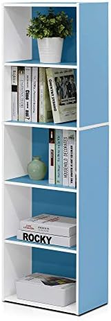Furinno LUDER Book Shelf  5 Cube Bookshelf  Reversible Bookcase  9 4 x 19 5 x 31 5  Easy Assembly  for Living Room  Bedroom  Home Office  White
