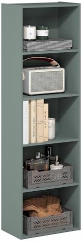 Furinno LUDER Book Shelf  5 Cube Bookshelf  Reversible Bookcase  9 4 x 19 5 x 31 5  Easy Assembly  for Living Room  Bedroom  Home Office  White