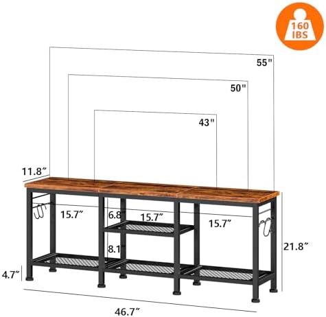 Furologee TV Stand for TVs up to 55 Inch  Entertainment Center with Open Storage Shelves  Media Console Table with Soundbar Shelf for Living Room  Bedroom  Rustic Brown