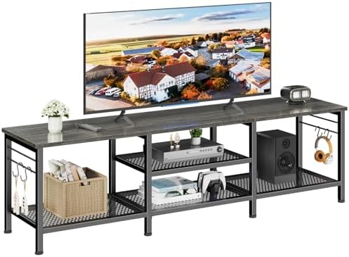 Furologee TV Stand for TVs up to 55 Inch  Entertainment Center with Open Storage Shelves  Media Console Table with Soundbar Shelf for Living Room  Bedroom  Rustic Brown