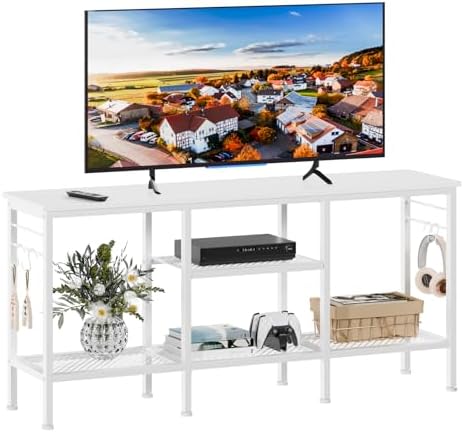 Furologee TV Stand for TVs up to 55 Inch  Entertainment Center with Open Storage Shelves  Media Console Table with Soundbar Shelf for Living Room  Bedroom  Rustic Brown