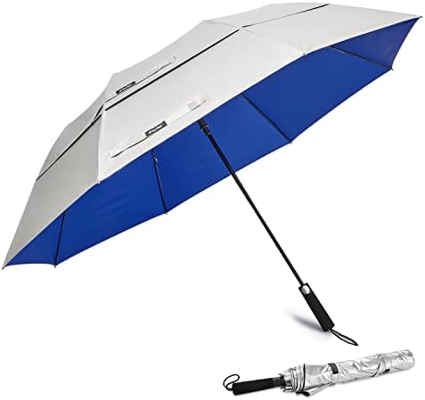 G4Free 62 Inch Portable UV Protection Large Golf Umbrella  Automatic Open Double Canopy Big Sun Windproof Oversize Sports Umbrella