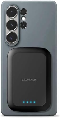 GALVANOX Magnetic Power Bank for Samsung Phones  15W  Wireless Charging Battery Pack for Android  Galaxy S24 S25 Plus  Ultra  Compatible with MagSafe Case Required  5000mAh Portable Charger  Black