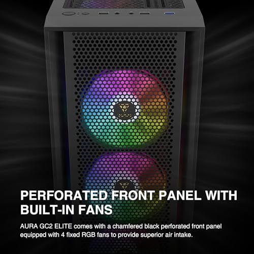 GAMDIAS ATX Mid Tower Computer PC Case with Tempered Glass  4X 120mm ARGB PWM Fans Gaming Case  Support Up to 6X 120mm Fans  360mm AIO/Radiator  260mm GPU/VGA  160mm CPU Air Cooler