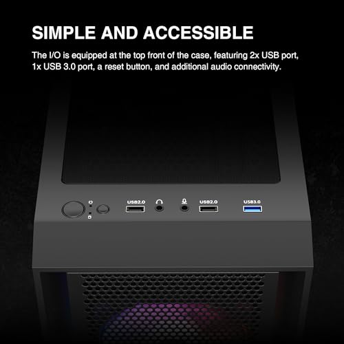 GAMDIAS ATX Mid Tower Computer PC Case with Tempered Glass  4X 120mm ARGB PWM Fans Gaming Case  Support Up to 6X 120mm Fans  360mm AIO/Radiator  260mm GPU/VGA  160mm CPU Air Cooler