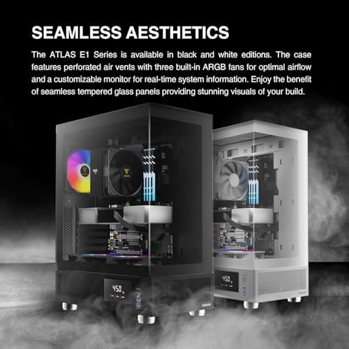 GAMDIAS ATX Mid Tower Computer Case with Tempered Glass  Gaming PC Case w/Temperature Display LCD & 3X 120mm ARGB Fans  Support Up to 5X Fans  240mm AIO/Radiator  340mm GPU/VGA  160mm CPU Air Cooler