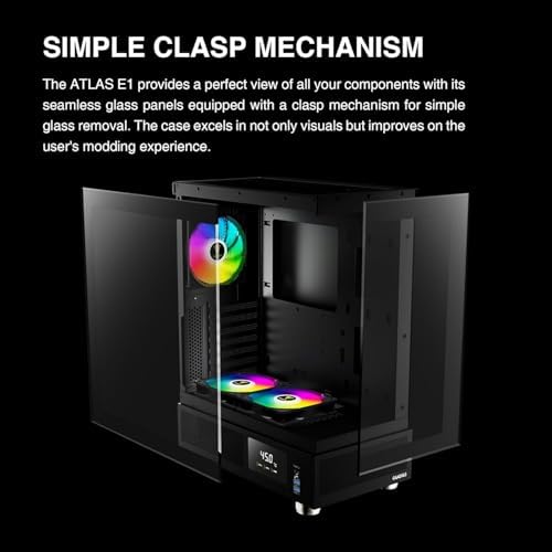 GAMDIAS ATX Mid Tower Computer Case with Tempered Glass  Gaming PC Case w/Temperature Display LCD & 3X 120mm ARGB Fans  Support Up to 5X Fans  240mm AIO/Radiator  340mm GPU/VGA  160mm CPU Air Cooler