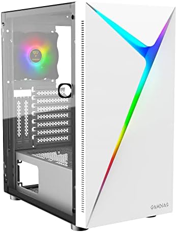 GAMDIAS ATX Mid Tower Computer Case with Tempered Glass  Gaming PC Case w/Temperature Display LCD & 3X 120mm ARGB Fans  Support Up to 5X Fans  240mm AIO/Radiator  340mm GPU/VGA  160mm CPU Air Cooler