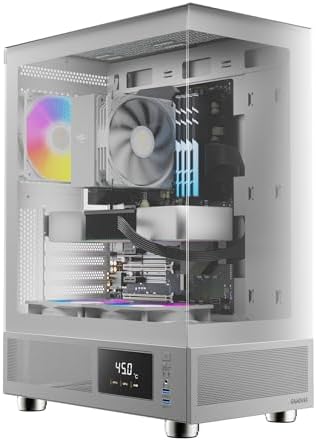 GAMDIAS ATX Mid Tower Computer Case with Tempered Glass  Gaming PC Case w/Temperature Display LCD & 3X 120mm ARGB Fans  Support Up to 5X Fans  240mm AIO/Radiator  340mm GPU/VGA  160mm CPU Air Cooler