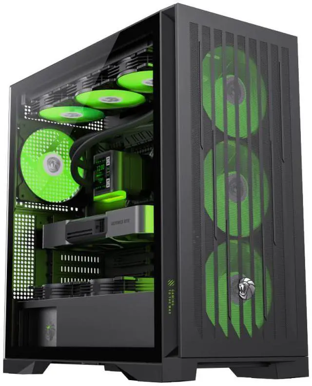 GAMEMAX Mid Tower Gaming Case LEADER 2 BK Leader 2 BK Black case  Comprehensive Compatibility  Supports E ATX motherboards  425mm GPUs  420mm radiators  245mm PSUs  and 185mm air coolers