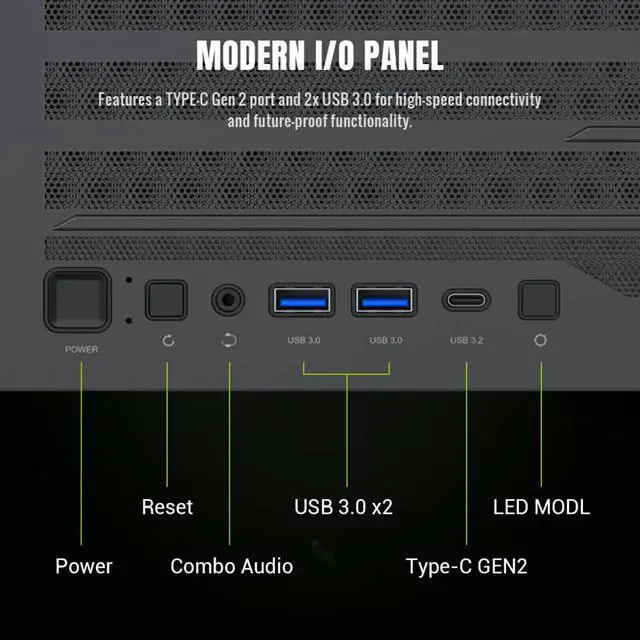 GAMEMAX Mid Tower Gaming Case LEADER 2 BK Leader 2 BK Black case  Comprehensive Compatibility  Supports E ATX motherboards  425mm GPUs  420mm radiators  245mm PSUs  and 185mm air coolers