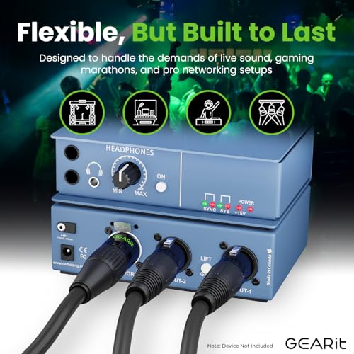 GEARit Shielded CAT6 Ethercon Cable  150 Feet  Professional Audio & Lighting RJ45 EtherCON Compatible Cable for Studio  Stage  Concerts   150ft Black