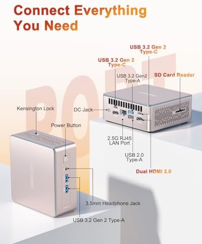 GEEKOM A5 Mini PC with AMD Ryzen 5 7430U  3 Year Coverage  16GB RAM Upgradable  Not LPDDR &512GB M 2 NVMe SSD  Windows 11 Pro Desktop Computer Support 8K/Wi Fi 6/BT 5 2/USB 3 2/SD Slot/6x USB