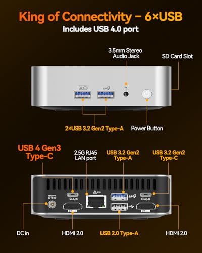 GEEKOM A5 Mini PC with AMD Ryzen 5 7430U  3 Year Coverage  16GB RAM Upgradable  Not LPDDR &512GB M 2 NVMe SSD  Windows 11 Pro Desktop Computer Support 8K/Wi Fi 6/BT 5 2/USB 3 2/SD Slot/6x USB