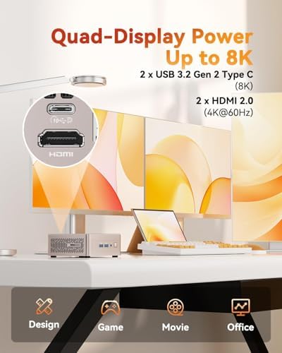 GEEKOM A5 Mini PC with AMD Ryzen 5 7430U  3 Year Coverage  16GB RAM Upgradable  Not LPDDR &512GB M 2 NVMe SSD  Windows 11 Pro Desktop Computer Support 8K/Wi Fi 6/BT 5 2/USB 3 2/SD Slot/6x USB