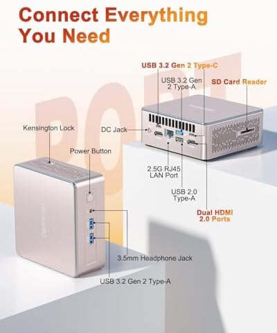 GEEKOM A5 Mini PC with AMD Ryzen 5 7430U  3 Year Coverage  16GB RAM Upgradable  Not LPDDR &512GB M 2 NVMe SSD  Windows 11 Pro Desktop Computer Support 8K/Wi Fi 6/BT 5 2/USB 3 2/SD Slot/6x USB