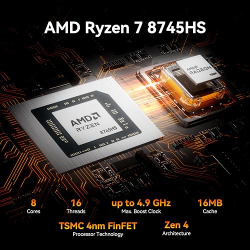 GEEKOM A8 Max Mini PC with AMD Ryzen 7 8745HS  2 5Gbps Dual LAN Port Mini Gaming Computer with 32GB DDR5 1TB M 2 2280 NVMe Gen4 4 SSD  Mini PC Windows 11 Pro/Wi Fi 6E/BT 5 2/USB4/8K