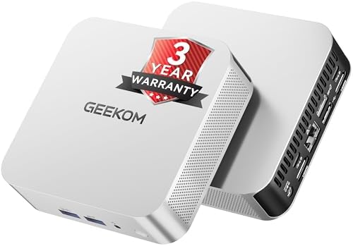 GEEKOM A8 Mini PC with AMD Ryzen 7 8745HS  Beats 6800H   16GB DDR5 RAM  Upgradable  Not LPDDR  1TB NVMe SSD  Windows 11 Pro Desktop Computer for Home&Business  USB4  SD Slot  8K   WiFi 6E  2 5G LAN
