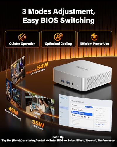 GEEKOM A8 Mini PC with AMD Ryzen 7 8745HS  Beats 6800H   16GB DDR5 RAM  Upgradable  Not LPDDR  1TB NVMe SSD  Windows 11 Pro Desktop Computer for Home&Business  USB4  SD Slot  8K   WiFi 6E  2 5G LAN