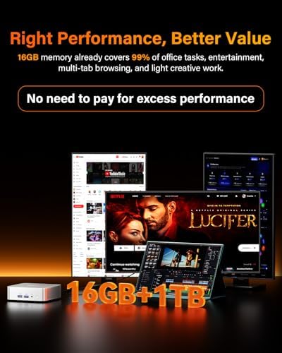 GEEKOM A8 Mini PC with AMD Ryzen 7 8745HS  Beats 6800H   16GB DDR5 RAM  Upgradable  Not LPDDR  1TB NVMe SSD  Windows 11 Pro Desktop Computer for Home&Business  USB4  SD Slot  8K   WiFi 6E  2 5G LAN