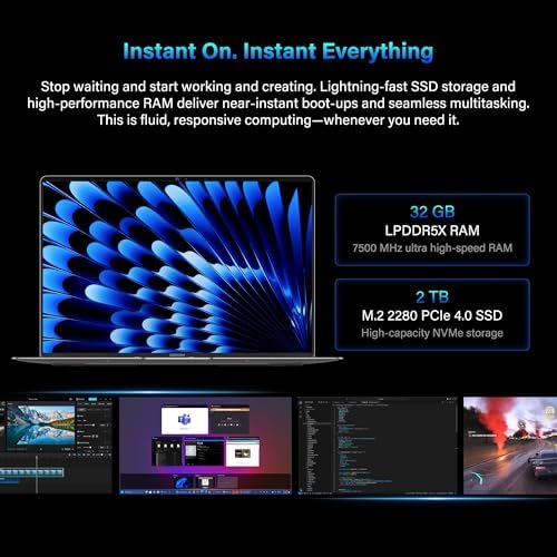 GEEKOM GeekBook X14 Pro Laptop  2 2lbs Ultra Thin 14 2 8K OLED Laptop Computer  Ultra 9 185H  32GB LPDDR5x 7500MHz RAM 2TB SSD  Up to 16 Hour  2X USB4  Fingerprint  Hub  Copilot  Windows 11 Pro