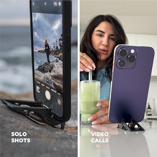 GEOMETRICAL Pocket Tripod Pro   Foldable Credit Card Size Phone Stand  Compatible with iPhone & Android   Carbon Fiber Legs & Adjustable tilt Angle for Mobile Photography  Matte Black Universal Kit 