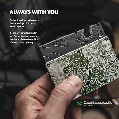 GEOMETRICAL Pocket Tripod Pro   Foldable Credit Card Size Phone Stand  Compatible with iPhone & Android   Carbon Fiber Legs & Adjustable tilt Angle for Mobile Photography  Matte Black Universal Kit 