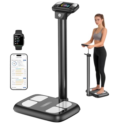 GE Smart Scale for Body Weight  with 8 Eletrode Segmental Measurement   Full Body Composition Scale with BMI Fat Muscle Mass  Digital Bluetooth Professional Fat Scanner for Home  Gym  Fitness Center