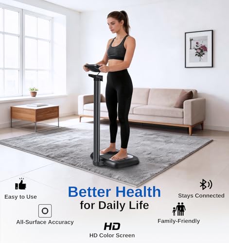 GE Smart Scale for Body Weight  with 8 Eletrode Segmental Measurement   Full Body Composition Scale with BMI Fat Muscle Mass  Digital Bluetooth Professional Fat Scanner for Home  Gym  Fitness Center