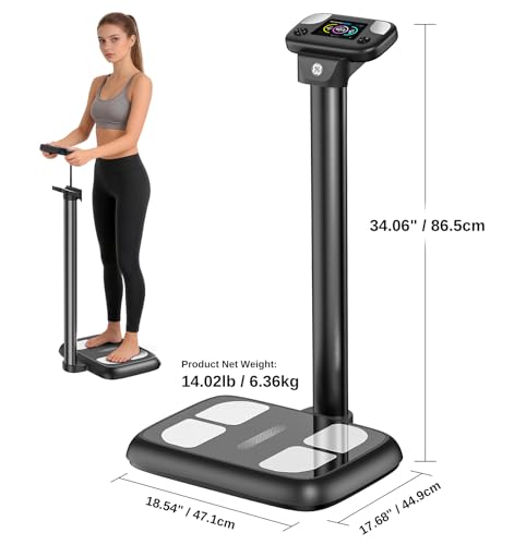 GE Smart Scale for Body Weight  with 8 Eletrode Segmental Measurement   Full Body Composition Scale with BMI Fat Muscle Mass  Digital Bluetooth Professional Fat Scanner for Home  Gym  Fitness Center