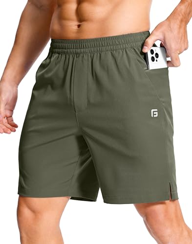 GGJ Mens Lightweight Athletic Shorts with Zipper Pockets 7/5/9 Gym Workout Running Quick Dry Tennis Shorts for Men