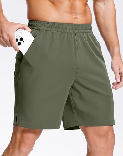GGJ Mens Lightweight Athletic Shorts with Zipper Pockets 7/5/9 Gym Workout Running Quick Dry Tennis Shorts for Men