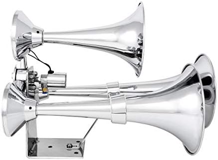 GG Grand General 69991 Chrome Heavy Duty 12/24V Train Horn with Triple Brass Trumpet for Superior Sound