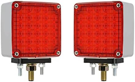 GG Grand General 74714 Square Smart Dynamic Double Face Amber/Red LED Pedestal Light for Trucks  Towing  Trailers  RVs and Buses   Twin Pack 2