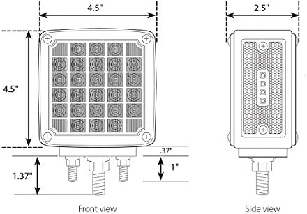 GG Grand General 74714 Square Smart Dynamic Double Face Amber/Red LED Pedestal Light for Trucks  Towing  Trailers  RVs and Buses   Twin Pack 2