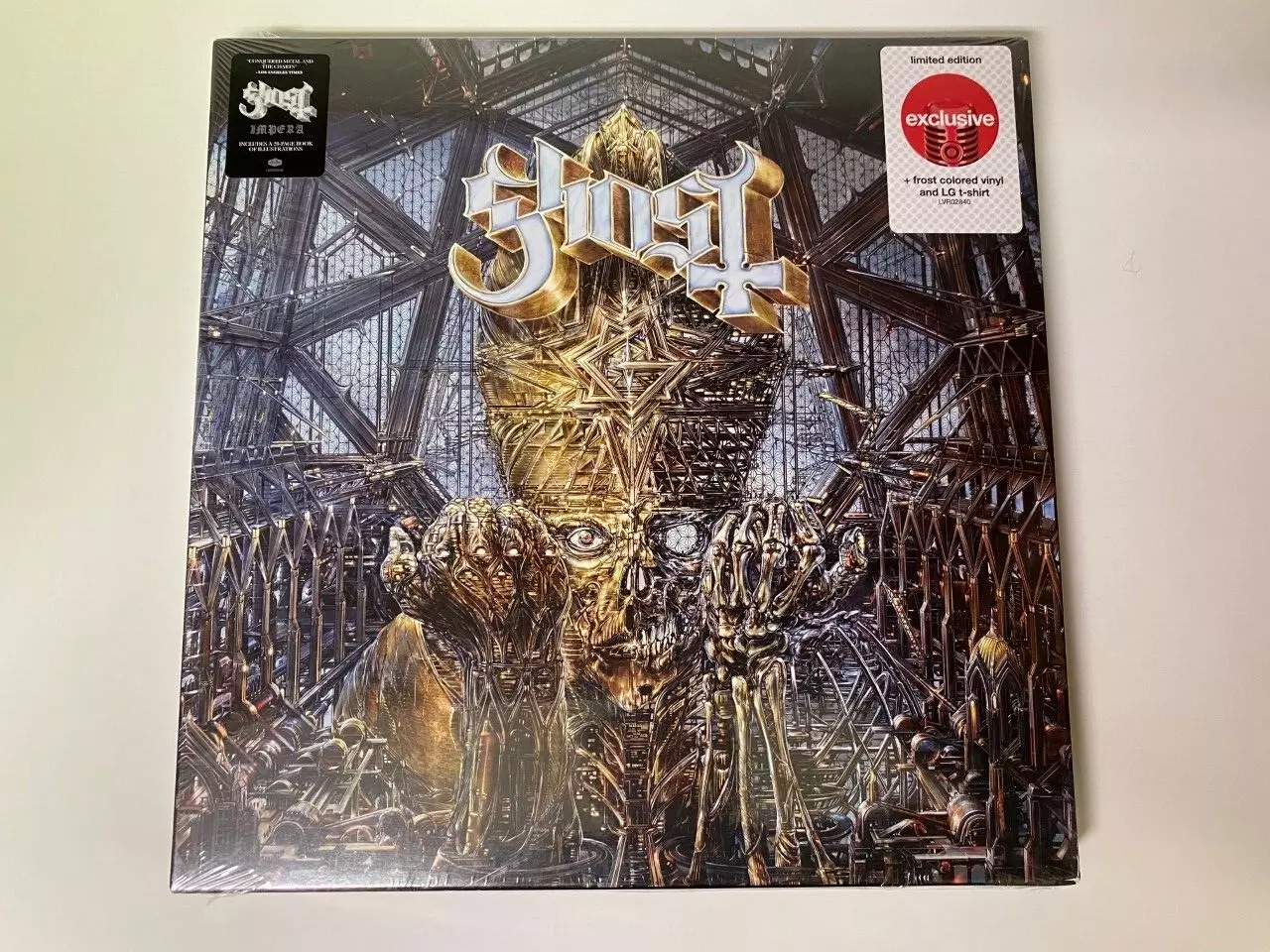 GHOST IMPERA LP BOX SET DISCO Y CAMISETA TALLA GRANDE VINILO COLOR ESCARCHA NUEVO SELLADO