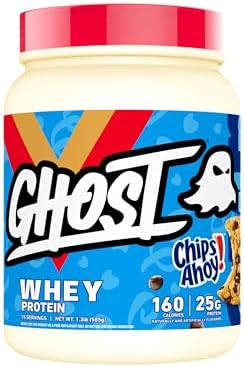 GHOST Whey Protein Powder  Chips Ahoy    2LB  25G of Protein   Whey Protein Blend    Post Workout Fitness & Nutrition Shakes  Smoothies  Baking & Cooking   Cookie Pieces Inside
