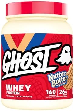 GHOST Whey Protein Powder  Chips Ahoy    2LB  25G of Protein   Whey Protein Blend    Post Workout Fitness & Nutrition Shakes  Smoothies  Baking & Cooking   Cookie Pieces Inside