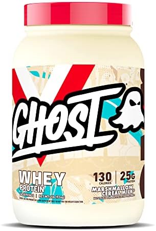 GHOST - Proteína de suero de leche en polvo, Cinnabon, 5 libras, 25 gramos de proteína, mezcla de aislado, concentrado e hidrolizado de suero de leche, sabor a rollo de canela, sin soya ni gluten