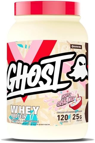 GHOST - Proteína de suero de leche en polvo, Cinnabon, 5 libras, 25 gramos de proteína, mezcla de aislado, concentrado e hidrolizado de suero de leche, sabor a rollo de canela, sin soya ni gluten