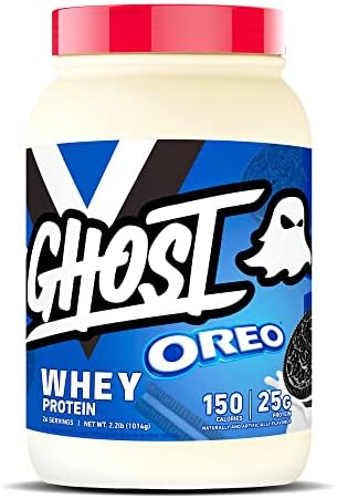 GHOST - Proteína de suero de leche en polvo, Cinnabon, 5 libras, 25 gramos de proteína, mezcla de aislado, concentrado e hidrolizado de suero de leche, sabor a rollo de canela, sin soya ni gluten