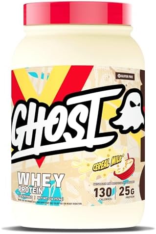 GHOST - Proteína de suero de leche en polvo, Cinnabon, 5 libras, 25 gramos de proteína, mezcla de aislado, concentrado e hidrolizado de suero de leche, sabor a rollo de canela, sin soya ni gluten
